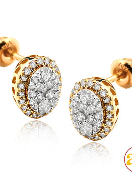 14KY 0.50CTW DIAMOND OVAL SHAPED CLUSTER EARRING