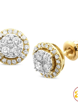 14KY 0.50CTW DIAMOND ROUND SHAPED CLUSTER EARRING