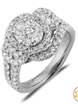 14KW 1.25CTW DIAMOND OVAL SHAPE CLUSTER RING