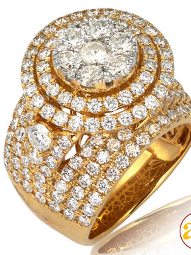 14KY 5.00CTW DIAMOND ROUND CLUSTER HEAD RING WITH