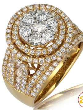 14KY 2.50CTW DIAMOND ROUND CLUSTER RING WITH