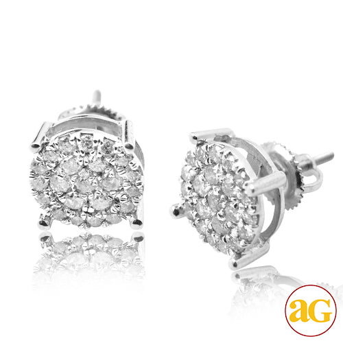 10KW 1.00CTW DIAMOND ROUND CLUSTER EARRING STUDS -