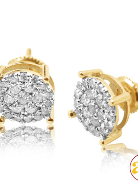 10KY 1.00CTW DIAMOND ROUND CLUSTER EARRING STUDS -