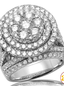 14KW 5.00CTW DIAMOND ROUND CLUSTER RING WITH