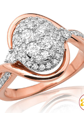 14KR 0.75CTW DIAMOND OVAL DOME CLUSTER RING WITH H