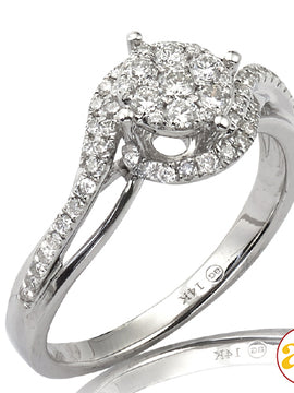 14KW 0.50CTW DIAMOND ROUND CLUSTER HEAD RING WITH