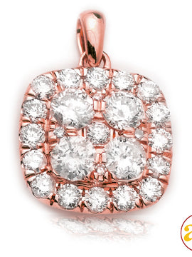 14KR 1.00CTW DIAMOND SQUARE CLUSTER PENDANT WITH H