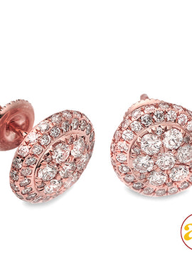 14KR 1.50CTW DIAMOND ROUND CLUSTER EARRING STUDS -