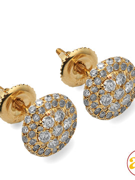 14KY 1.00CTW DIAMOND ROUND CLUSTER EARRING STUDS -