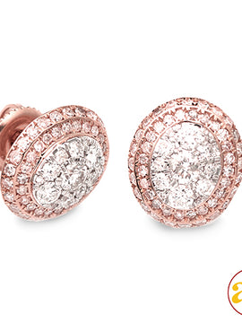 14KR 1.00CTW DIAMOND ROUND DOME CLUSTER EARRING ST