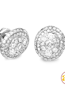 14KW 1.00CTW DIAMOND ROUND DOME CLUSTER EARRING ST