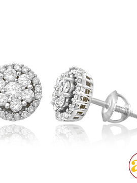 14KW 0.55CTW DIAMOND ROUND CLUSTER EARRING STUDS