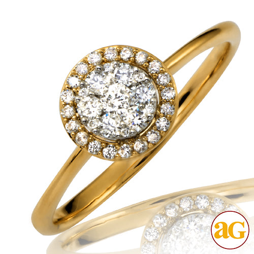 14KY 0.25CTW DIAMOND ROUND CLUSTER RING WITH HALO