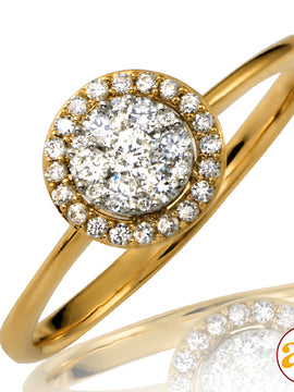 14KY 0.25CTW DIAMOND ROUND CLUSTER RING WITH HALO