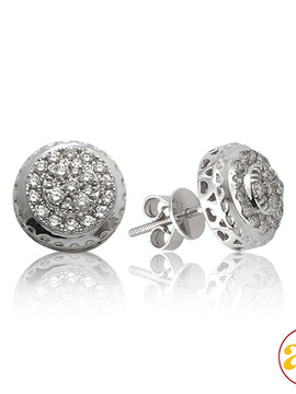 14KW 0.60CTW DIAMOND ROUND CLUSTER EARRINGS -