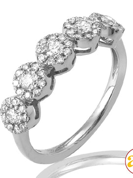 14KW 0.75CTW DIAMOND 5-STONE CLUSTER BAND