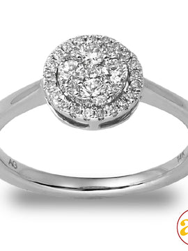 14KW 0.40CTW DIAMOND ROUND CLUSTER RING WITH ROUND