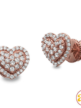 14KR 0.45CTW DIAMOND HEART DOME CLUSTER EARRINGS