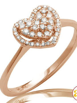 14KR 0.25CTW DIAMOND HEART DOME CLUSTER RING