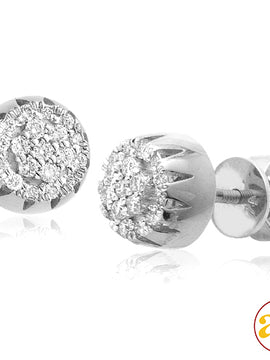 10KW 0.25CTW DIAMOND BULLET SHAPED CLUSTER EARRING