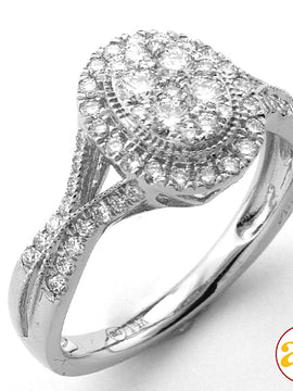 14KW 0.75CTW DIAMOND OVAL CLUSTER RING