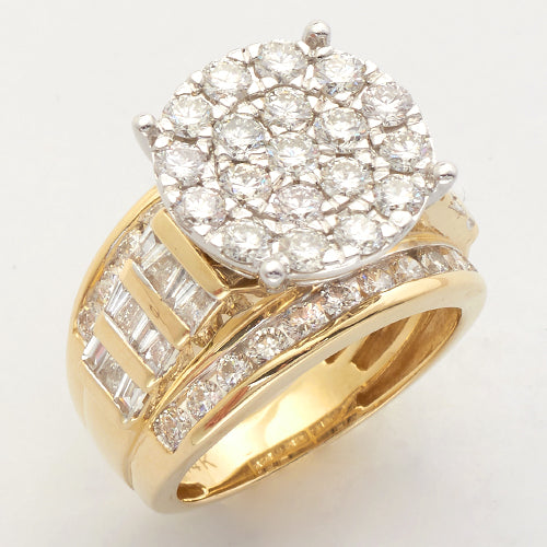 14KY+W 3.25CTW DIAMOND ROUND CLUSTER RING