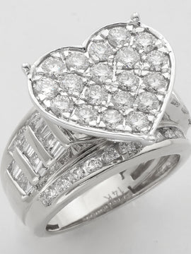 14KW 3.35CTW DIAMOND HEART CLUSTER RING