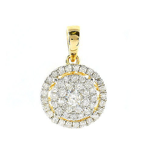 14KY 0.75CTW DIAMOND LUNA CLUSTER PENDANT WITH HAL