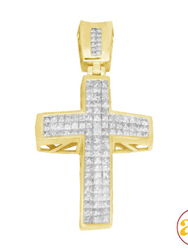 14KY 3.00CTW INV. PC DIAMOND CROSS PENDANT