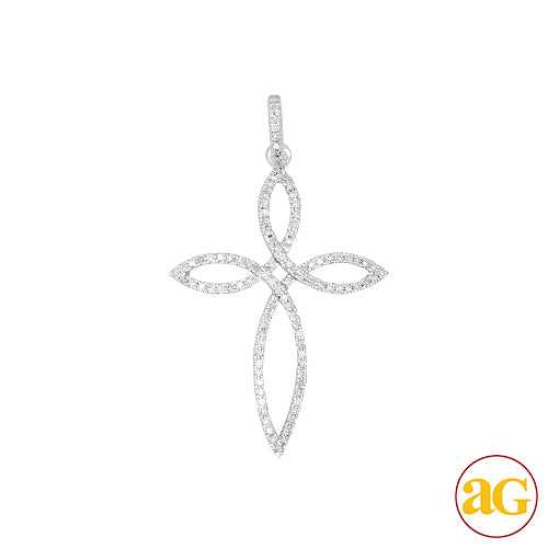 14KW 0.25CTW DIAMOND CROSS PENDANT