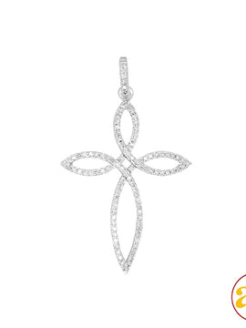 14KW 0.25CTW DIAMOND CROSS PENDANT