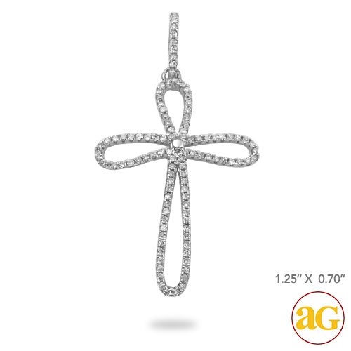 14KW 0.20CTW DIAMOND CROSS PENDANT