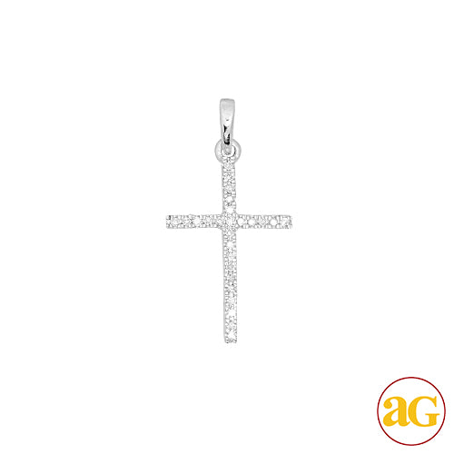 14KW 0.05CTW DIAMOND CROSS PENDANT