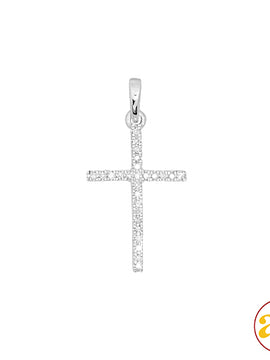 14KW 0.05CTW DIAMOND CROSS PENDANT