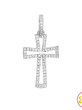 14KW 0.15CTW DIAMOND CROSS PENDANT