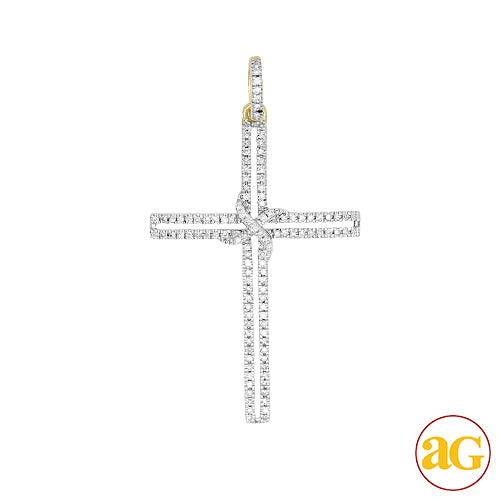 14KY 0.20CTW DIAMOND OPEN CROSS PENDANT