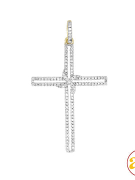 14KY 0.20CTW DIAMOND OPEN CROSS PENDANT