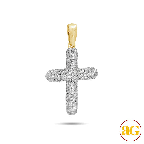 14KY 0.35CTW DIAMOND PUFFED CROSS PENDANT - SMALL