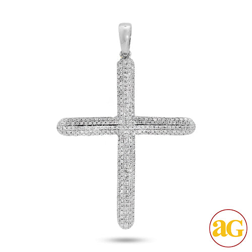 14KW 0.50CTW DIAMOND PUFFED CROSS PENDANT - LARGE