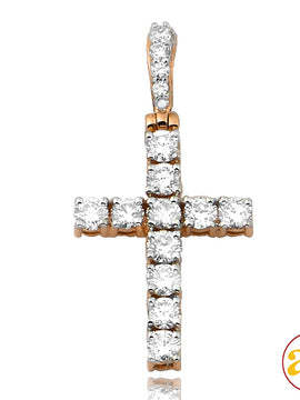 14KR 0.80CTW DIAMOND CROSS PENDANT