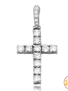 14KW 0.80CTW DIAMOND CROSS PENDANT