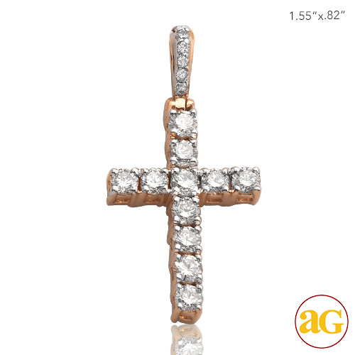 14KR 0.60CTW DIAMOND CROSS PENDANT