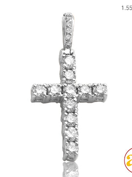 14KW 0.60CTW DIAMOND CROSS PENDANT