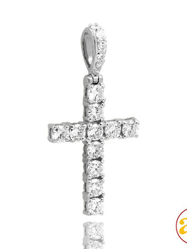 14KW 1.00CTW DIAMOND PRONG SET CROSS PENDANT