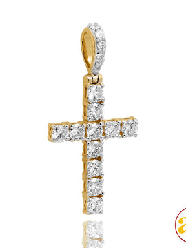 14KY 1.00CTW DIAMOND PRONG SET CROSS PENDANT