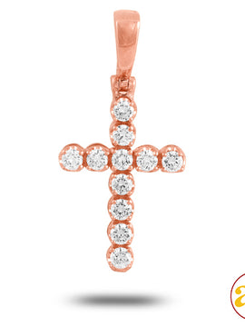 14KR 1.35CTW 11-STONE DIAMOND CROSS