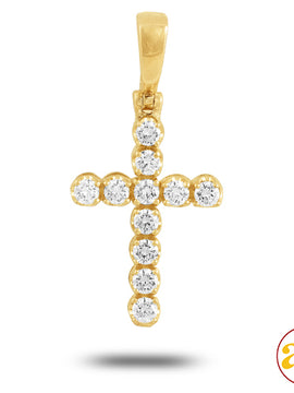 14KY 1.35CTW 11-STONE DIAMOND CROSS