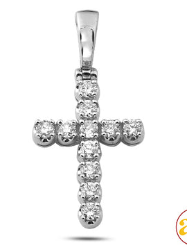 14KW 1.50CTW 11-STONE DIAMOND CROSS