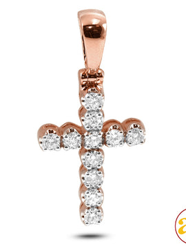 14KR 1.00CTW 11-STONE DIAMOND CROSS