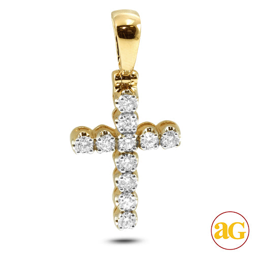 14KY 1.00CTW 11-STONE DIAMOND CROSS